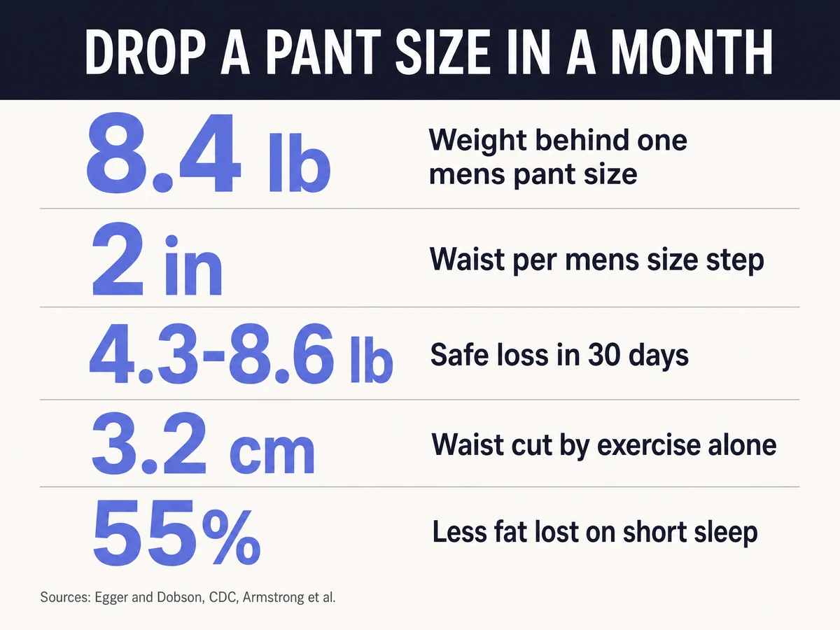Statistics infographic: how to drop a pant size in a month for reunion